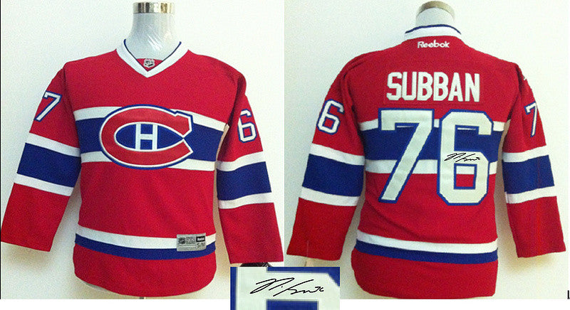 Canadiens 76 Subban Red Signature Edition Youth Hockey Jerseys