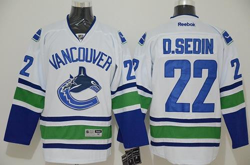 Canucks #22 Daniel Sedin White Stitched Hockey Jersey