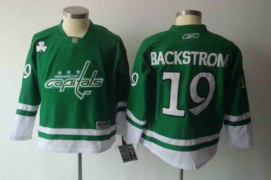 Capitals 19 Backstrom green St.Patricks Day Youth Hockey Jersey