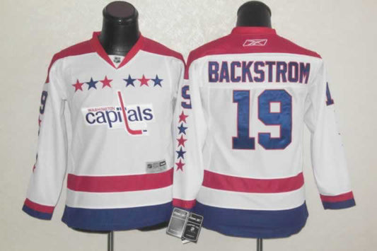 Capitals 19 Backstrom White Winter Classic Youth Hockey Jersey