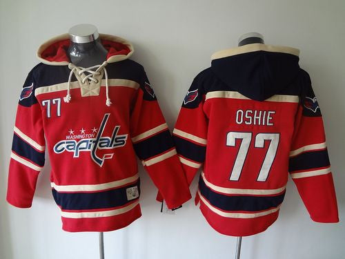 Capitals #77 T.J Oshie Red Sawyer Hooded Sweatshirt Stitched Hockey Jersey