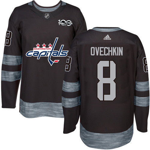 Capitals #8 Alex Ovechkin Black 1917-2017 100th Anniversary Stitched Hockey Jersey