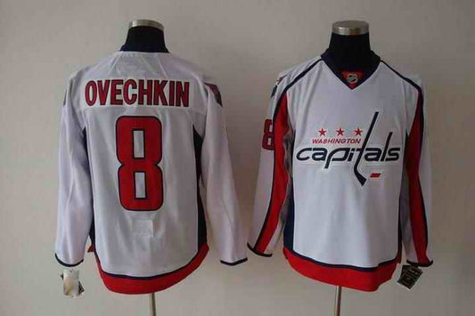 Capitals 8 Ovechkin White Youth Hockey Jersey