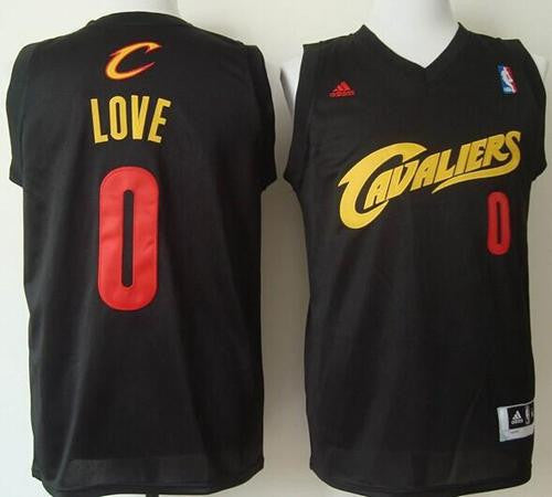 Cavaliers #0 Kevin Love Black(Red No.) Fashion Stitched Basketball Jersey