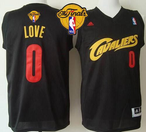 Cavaliers #0 Kevin Love Black(Red No.) Fashion The Finals Patch Stitched Basketball Jersey