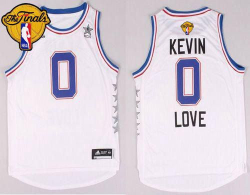 Cavaliers #0 Kevin Love White 2015 All Star The Finals Patch Stitched Basketball Jersey