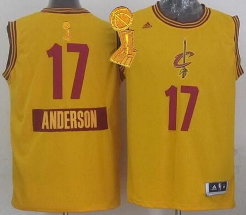 Cavaliers #17 Anderson Varejao Yellow 2014-15 Christmas Day The Champions Patch Stitched Basketball Jersey