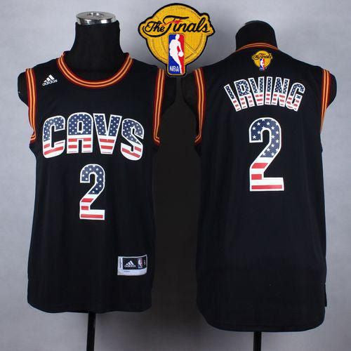 Cavaliers #2 Kyrie Irving Black USA Flag Fashion The Finals Patch Stitched Basketball Jersey