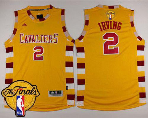 Cavaliers #2 Kyrie Irving Gold Throwback Classic The Finals Patch Stitched Basketball Jersey