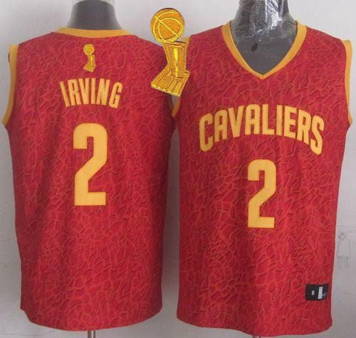 Cavaliers #2 Kyrie Irving Red Crazy Light The Champions Patch Stitched Basketball Jersey