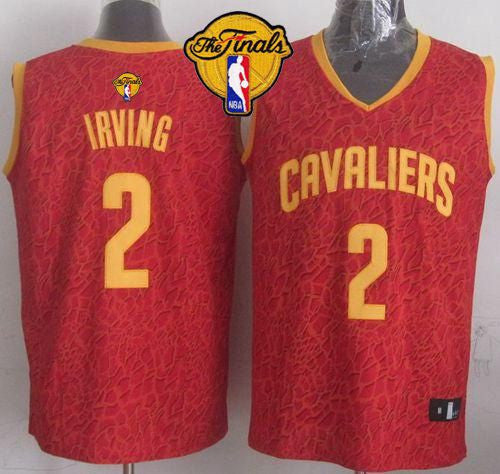 Cavaliers #2 Kyrie Irving Red Crazy Light The Finals Patch Stitched Basketball Jersey