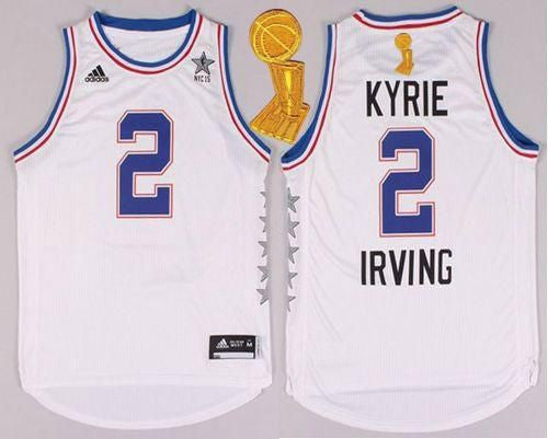 Cavaliers #2 Kyrie Irving White 2015 All Star The Champions Patch Stitched Basketball Jersey