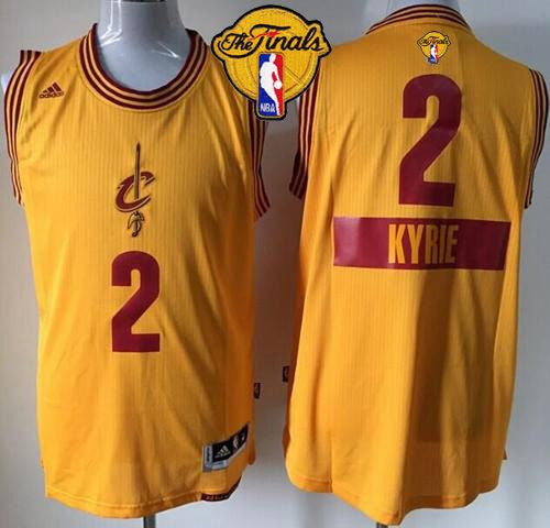 Cavaliers #2 Kyrie Irving Yellow 2014-15 Christmas Day The Finals Patch Stitched Basketball Jersey