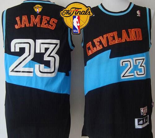 Cavaliers #23 LeBron James Black ABA Hardwood Classic The Finals Patch Stitched Basketball Jersey