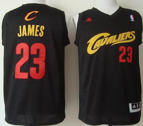 Cavaliers #23 LeBron James Black(Red No.) Fashion Stitched Basketball Jersey