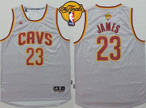 Cavaliers #23 LeBron James Gray Fashion The Finals Patch Stitched Basketball Jersey