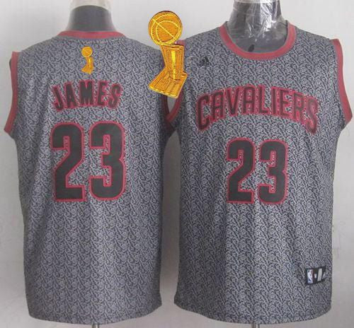 Cavaliers #23 LeBron James Grey Static Fashion The Champions Patch Stitched Basketball Jersey