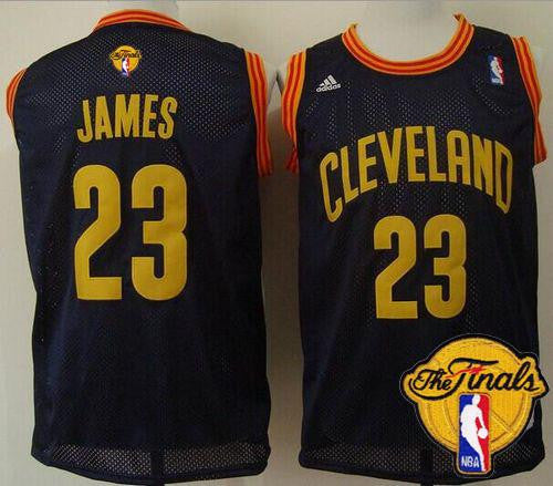 Cavaliers #23 LeBron James Navy Blue Throwback The Finals Patch Stitched Basketball Jersey