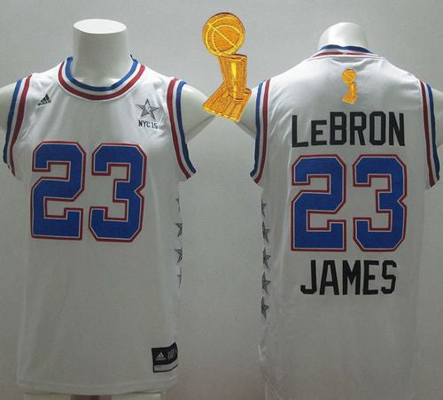 Cavaliers #23 LeBron James White 2015 All Star The Champions Patch Stitched Basketball Jersey