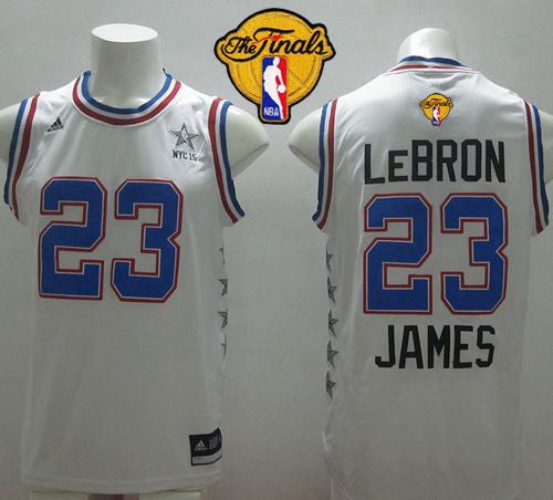 Cavaliers #23 LeBron James White 2015 All Star The Finals Patch Stitched Basketball Jersey