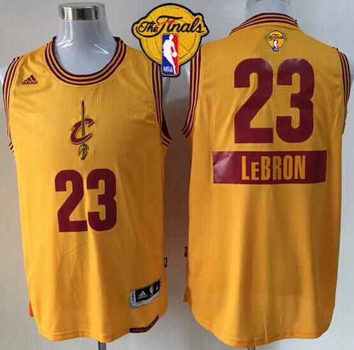 Cavaliers #23 LeBron James Yellow 2014-15 Christmas Day The Finals Patch Stitched Basketball Jersey