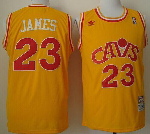 Cavaliers #23 LeBron James Yellow CAVS Throwback Stitched Basketball Jersey