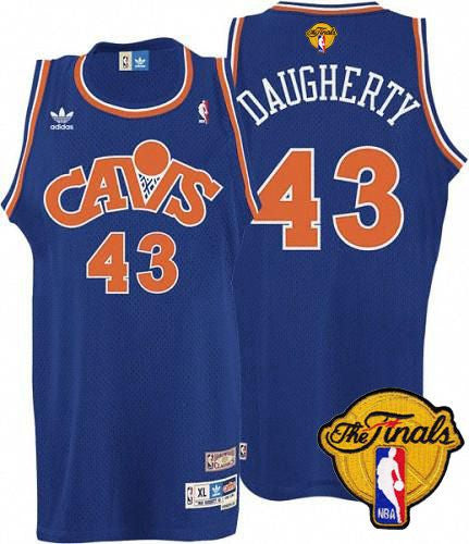 Cavaliers #43 Brad Daugherty Blue CAVS Throwback The Finals Patch Stitched Basketball Jersey