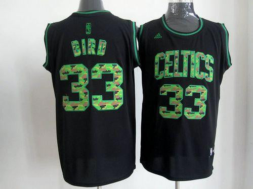 Celtics #33 Larry Bird Black Camo Fashion Embroidered Basketball Jersey