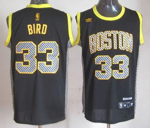 Celtics #33 Larry Bird Black Electricity Fashion Stitched Basketball Jersey