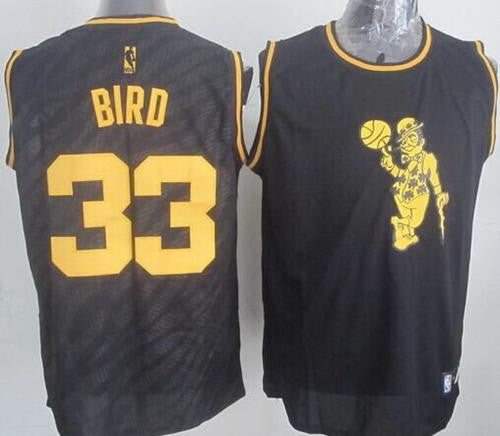 Celtics #33 Larry Bird Black Precious Metals Fashion Stitched Basketball Jersey