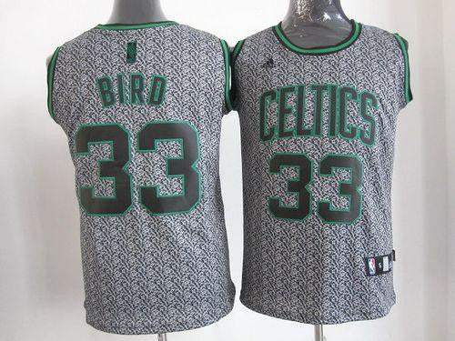 Celtics #33 Larry Bird Grey Static Fashion Embroidered Basketball Jersey