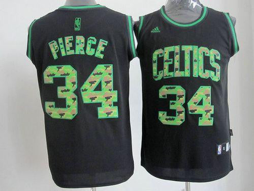 Celtics #34 Paul Pierce Black Camo Fashion Embroidered Basketball Jersey