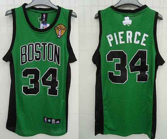 Celtics #34 Paul Pierce Stitched Green Black Number Final Patch Basketball Jersey