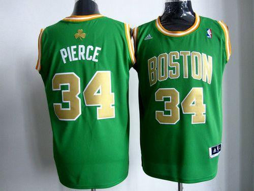 Celtics #34 Paul Pierce Stitched Green Gold Number Basketball Jersey