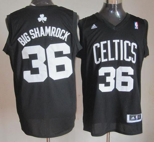 Celtics #36 Shaquille O'Neal Black Big Shamrock Stitched Basketball Jersey