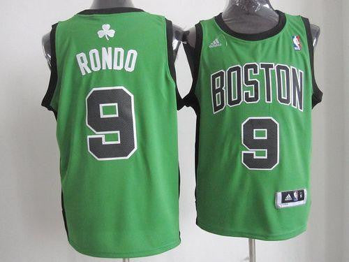 Celtics #9 Rajon Rondo Green(Black No.) Alternate Revolution 30 Stitched Basketball Jersey