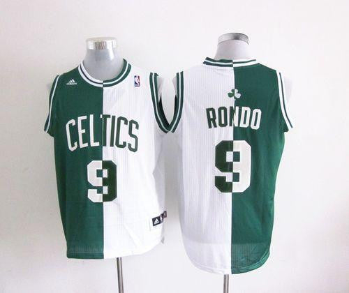 Celtics #9 Rajon Rondo Green/White Split Fashion Embroidered Basketball Jersey