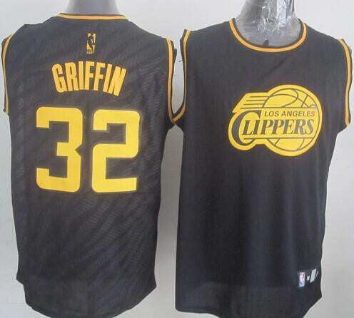 Clippers #32 Blake Griffin Black Precious Metals Fashion Stitched Basketball Jersey