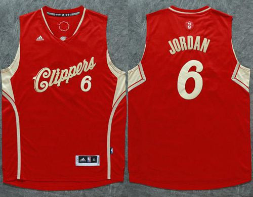 Clippers #6 DeAndre Jordan Red 2015-2016 Christmas Day Stitched Basketball Jersey