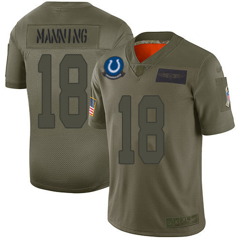  #18 Peyton Manning Camo Men's Stitched Limited 2019 Salute To Service Jersey