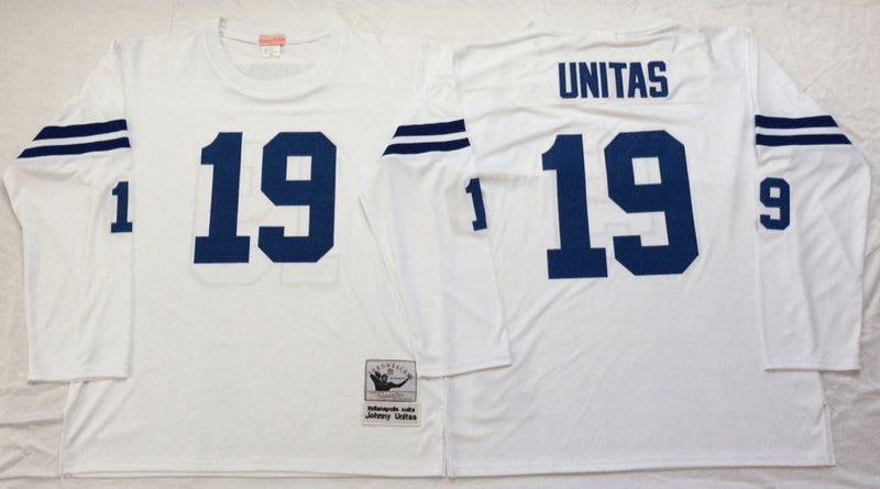  19 Johnny Unitas White M&N Throwback Jersey