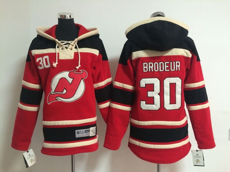 Devils 30 Brodeur Red Youth Hooded Hockey Jersey