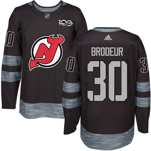 Devils #30 Martin Brodeur Black 1917-2017 100th Anniversary Stitched Hockey Jersey