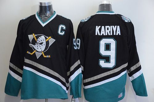 Ducks #9 Paul Kariya Black CCM Throwback Stitched Hockey Jersey