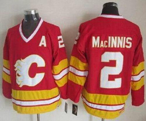 Flames #2 Al MacInnis Red CCM Throwback Stitched Hockey Jersey