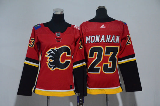 Flames 23 Sean Monahan Red Women Hockey Jersey