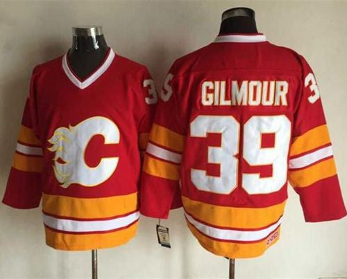 Flames #39 Doug Gilmour Red CCM Throwback Stitched Hockey Jersey