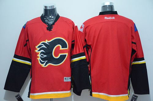 Flames Blank Stitched Red Hockey Jersey