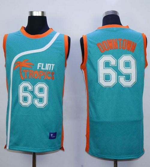 Flint Tropics #69 Downtown Blue Semi-Pro Movie Stitched Basketball Basketball Jersey