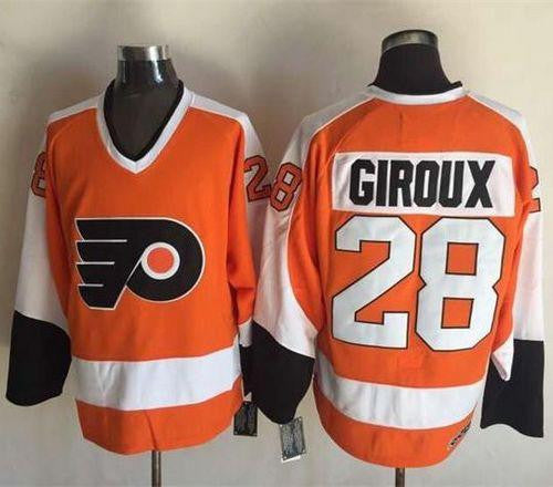 Flyers #28 Claude Giroux Orange CCM Throwback Stitched Hockey Jersey